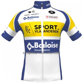 Maglia 2022 Sport Vlaanderen-Baloise Manica Corta Giallo Blu Bianco